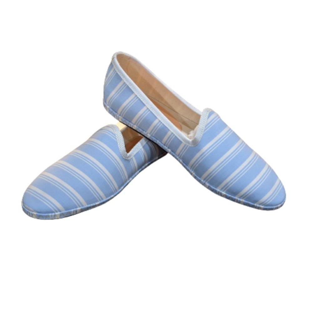 J. Crew Printed Venetian Loafers Blue and White Stripe Size 8